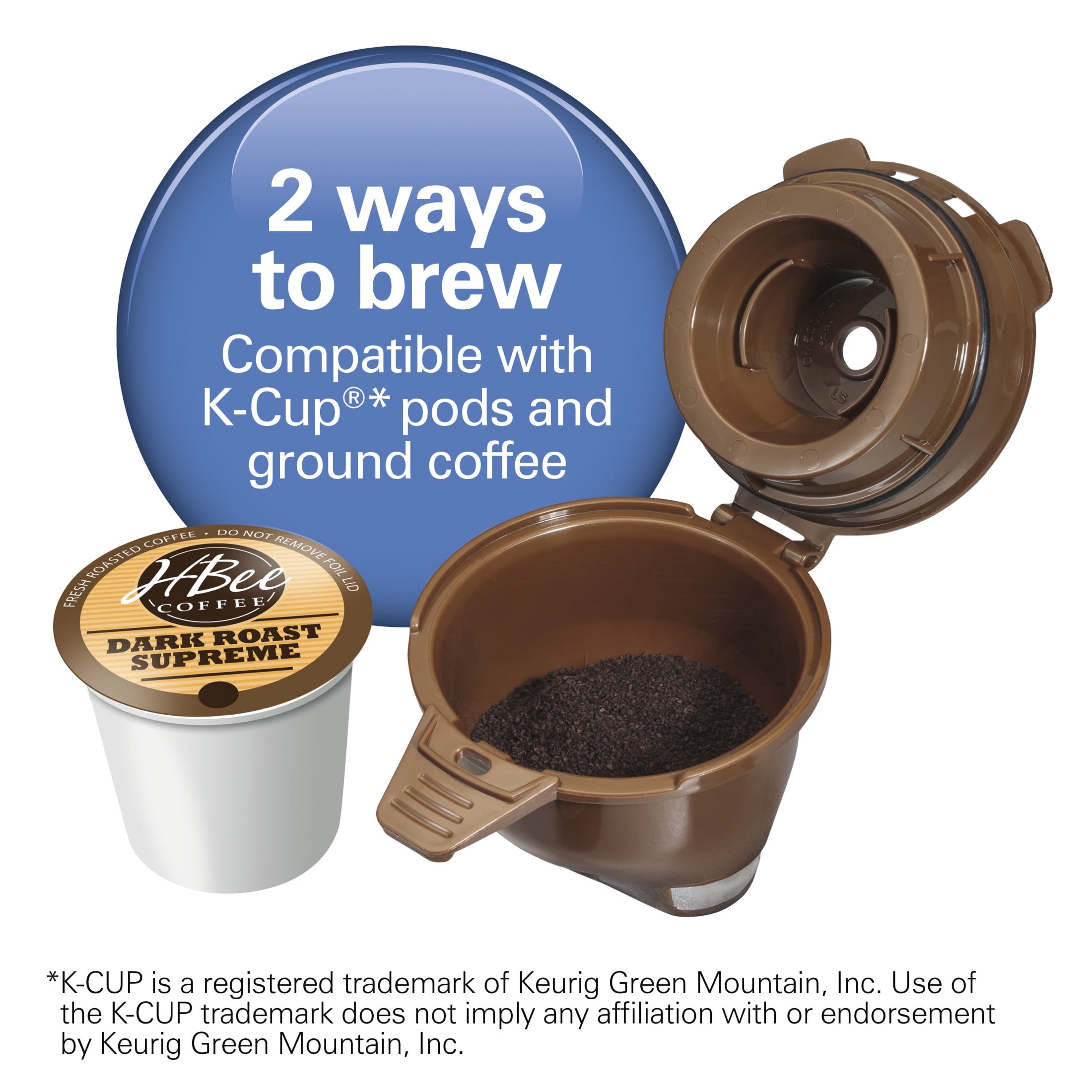 Hamilton Beach FlexBrew Sinlge Serve Coffee Maker - K Cup Pod Compatible & Grounds, 14 oz. Reservoir, Black