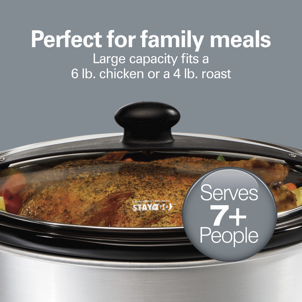 Hamilton Beach 6 Qt Slow Cooker - Stoneware Crock with Removable Pot, Stainless Steel