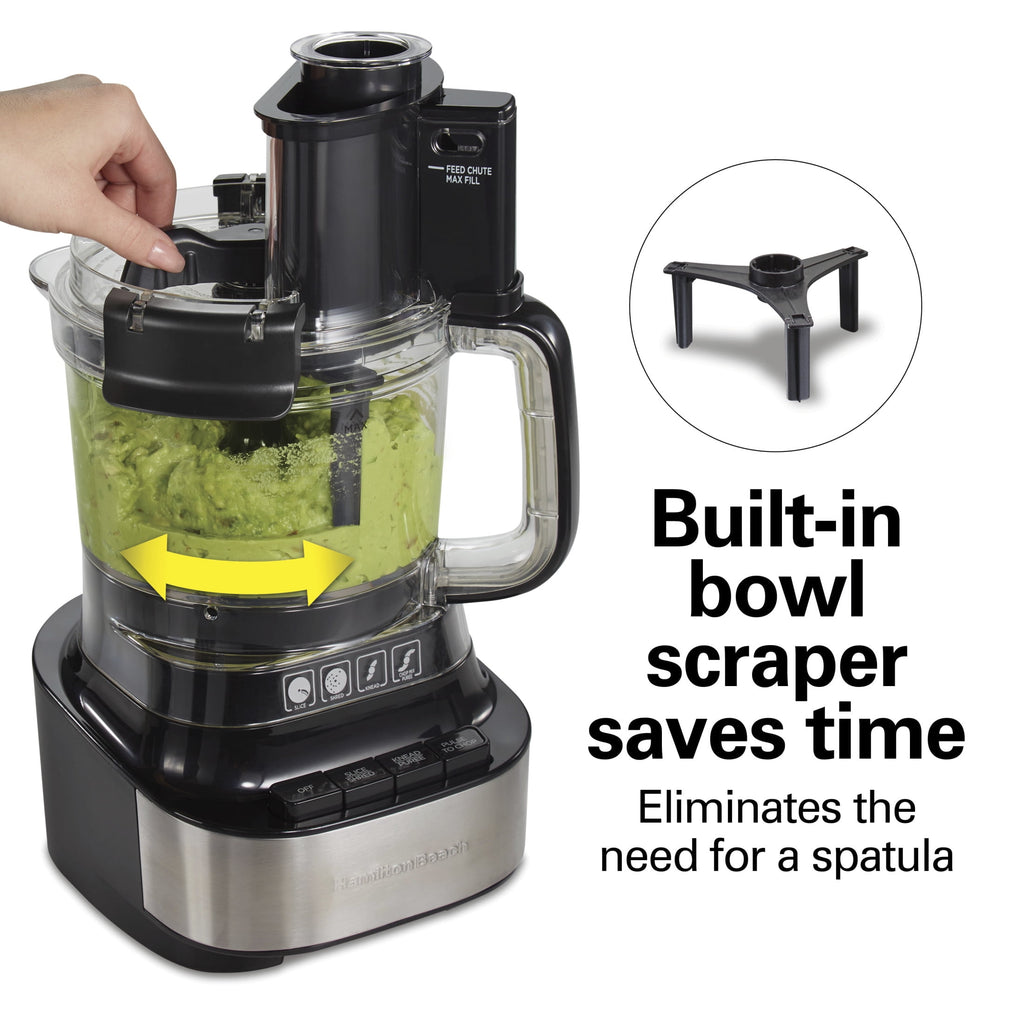 Hamilton Beach Stack & Snap 10-Cup Food Processor - 500 W, 2-Speed with Pulse, Extra-Large Chute and Bowl Scraper, Black