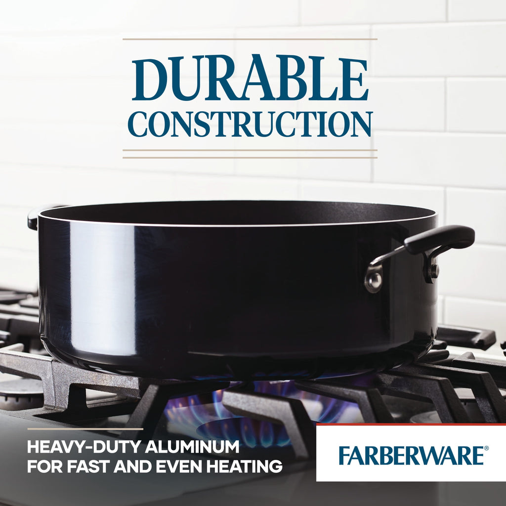 Farberware Easy Clean 8 Quart Nonstick Stockpot / Dutch Oven - Dishwasher Safe, Black
