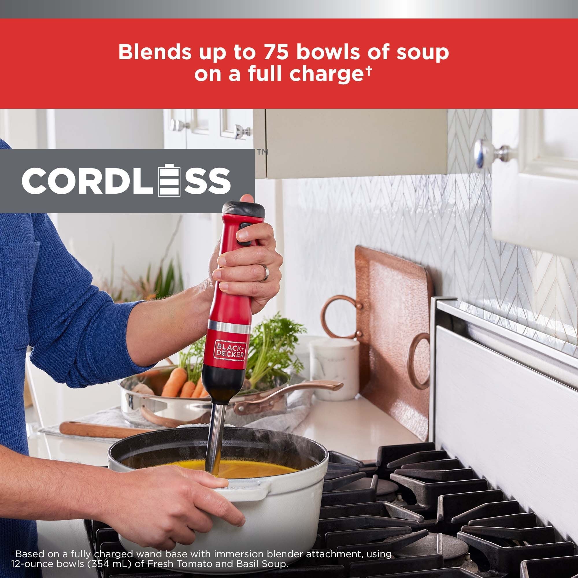 Black And Decker Kitchen Wand Cordless Immersion Blender Red