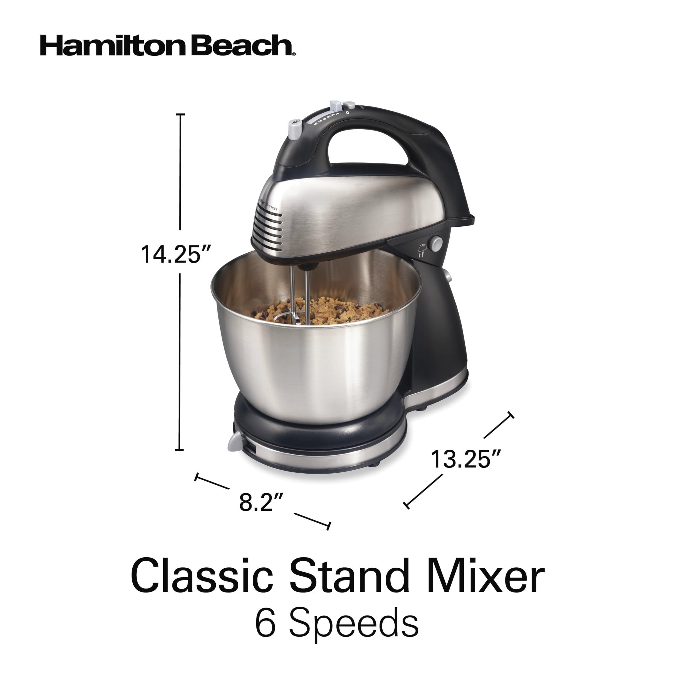 Hamilton Beach Classic Stand and Hand Mixer Combo for Kitchen - 4 Quart, 6 Speeds with Quick Burst, Black