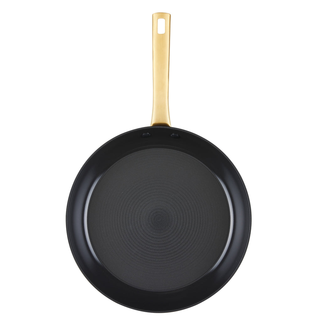 Farberware Forged Induction 12.25 Inch Ceramic Nonstick Frying Pan - Dishwasher Safe and Oven Safe to 500°F, Black