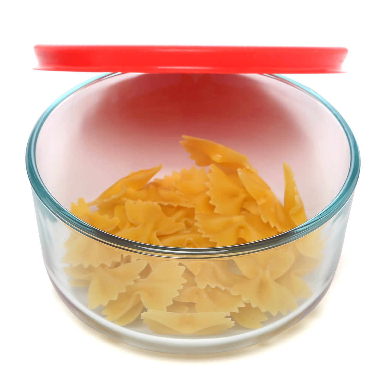 2-Cup Round Glass Food Storage Container - Pyrex with Red Plastic Lid