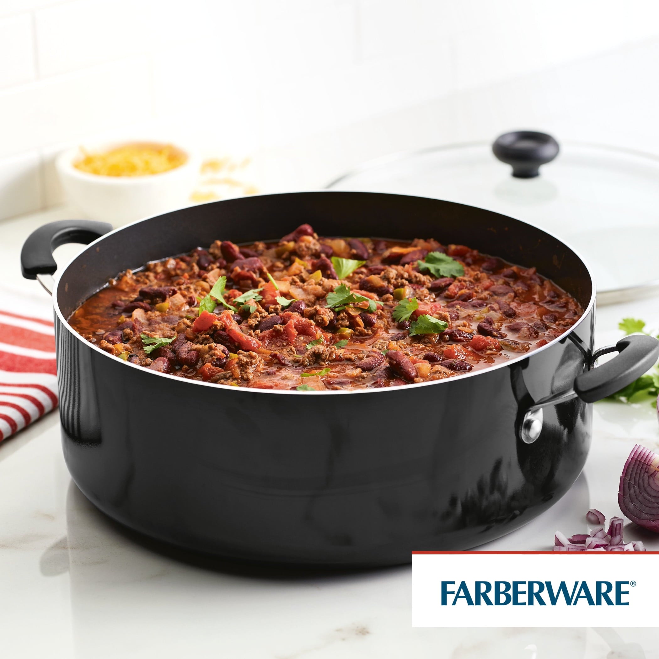 Farberware Easy Clean 8 Quart Nonstick Stockpot / Dutch Oven - Dishwasher Safe, Black
