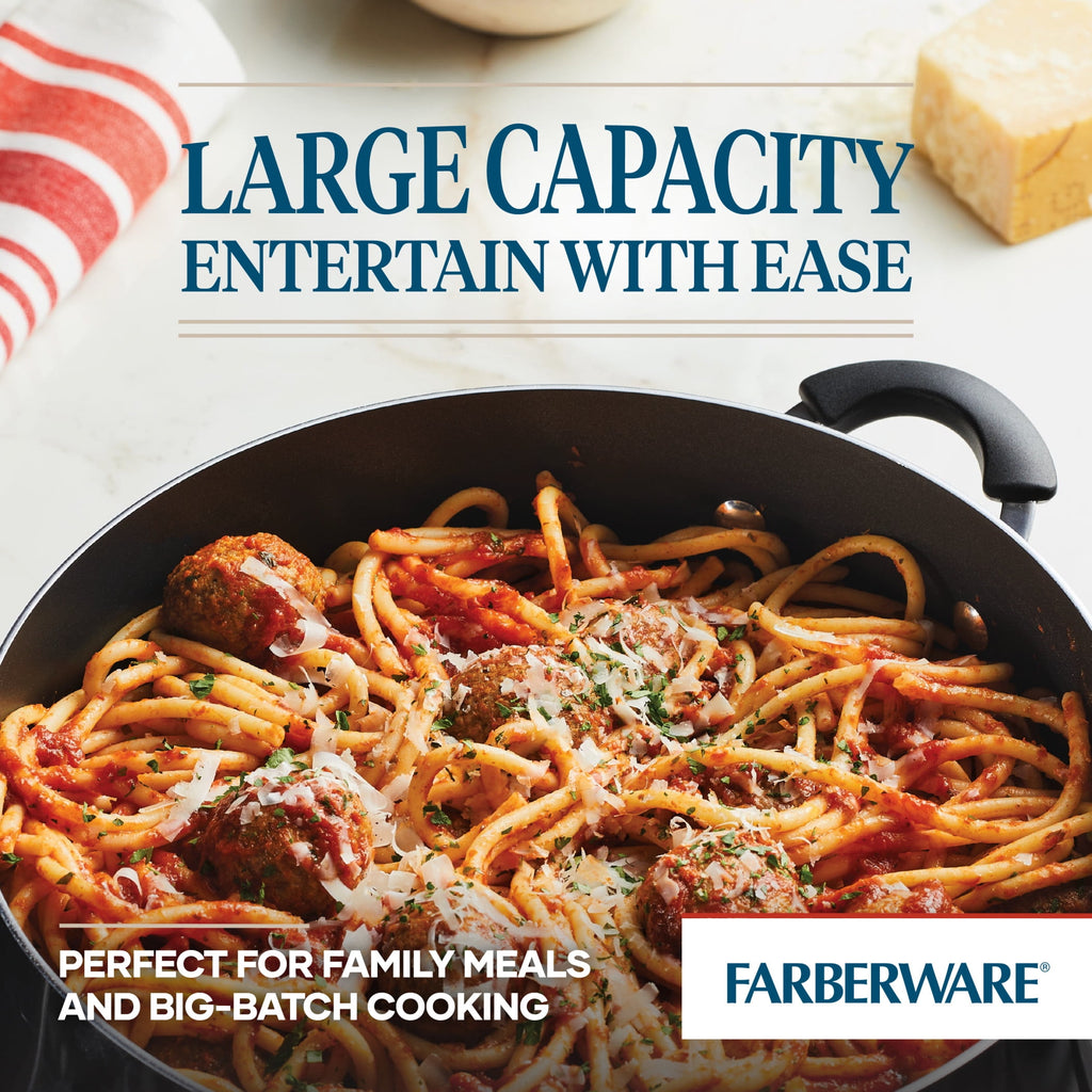 Farberware Easy Clean 8 Quart Nonstick Stockpot / Dutch Oven - Dishwasher Safe, Black