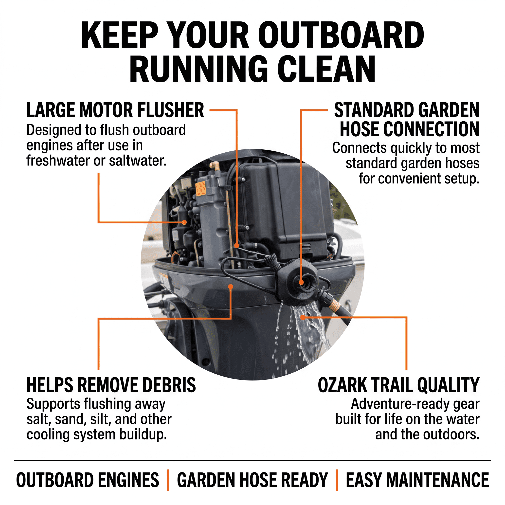 Ozark Trail Large Motor Flusher for Outboard Boat Engines