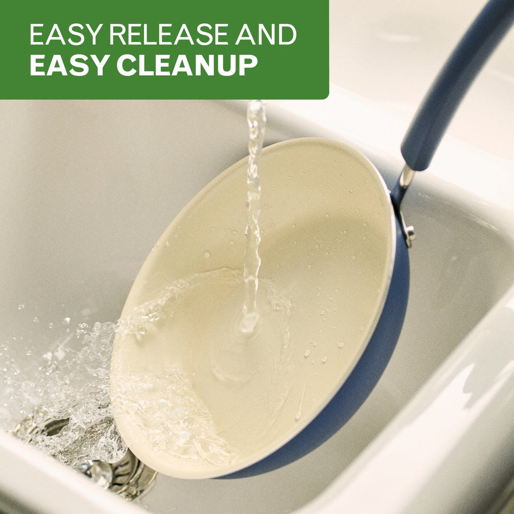 Farberware Easy Clean 14 Pcs Ceramic Nonstick Cookware Set with Cooking Tools - Dishwasher Safe, Blue