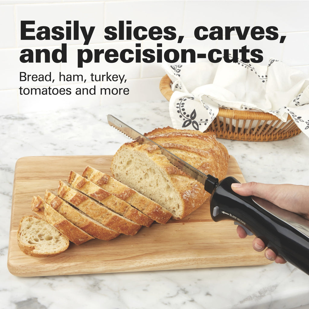 Hamilton Beach Stainless Steel Electric Knife Set - 8-inch Carving Blade and 5-inch Utility Blade, with Storage Case, Black