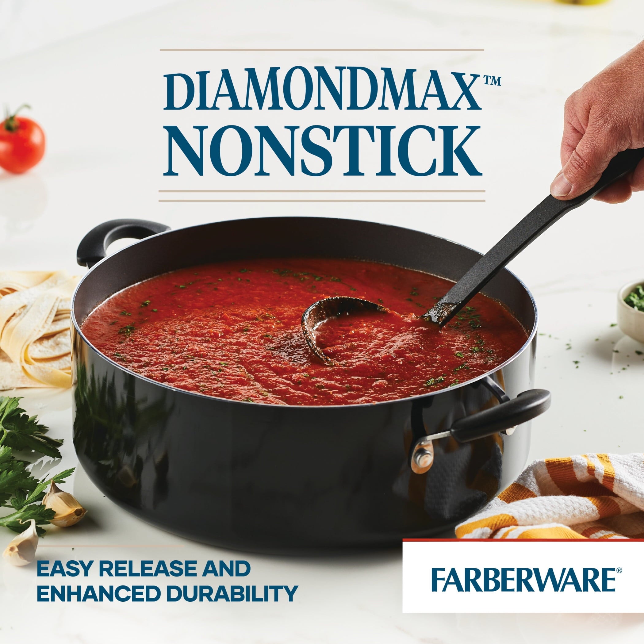 Farberware Easy Clean 8 Quart Nonstick Stockpot / Dutch Oven - Dishwasher Safe, Black