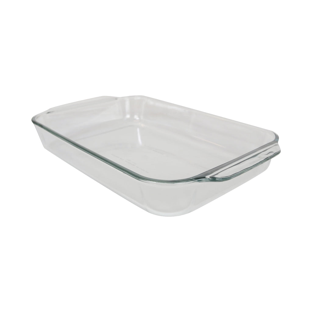 Pyrex (1) 233 3qt Clear Glass Rectangle Baking Dish and (1) 233-PC Red Plastic Lid