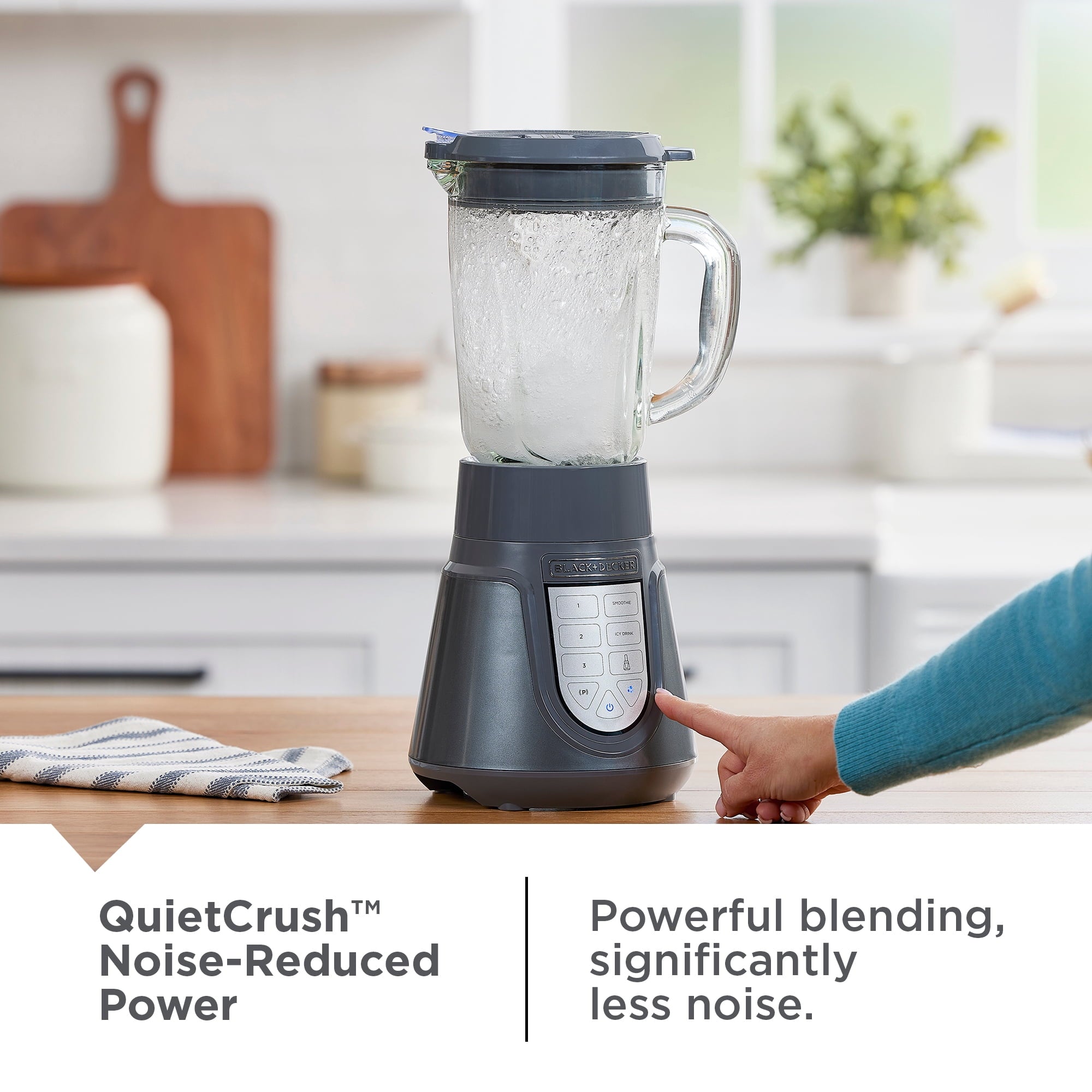 BLACK+DECKER Quiet Blender with 48 oz Glass Jar and 1000W Power - 3 Speeds