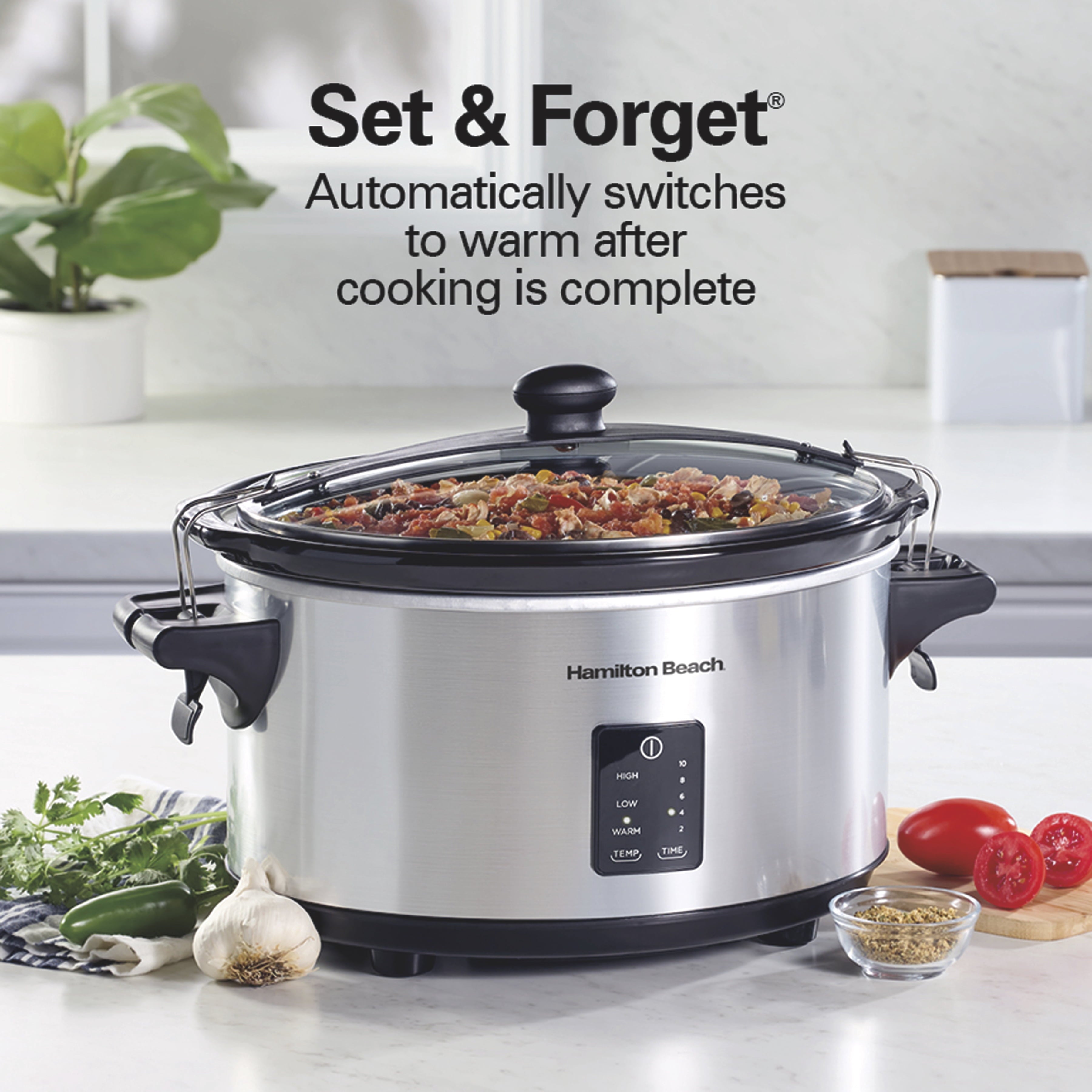 Hamilton Beach Programmable Stay or Go® Slow Cooker - 7 Quart Capacity, Silver, 33676