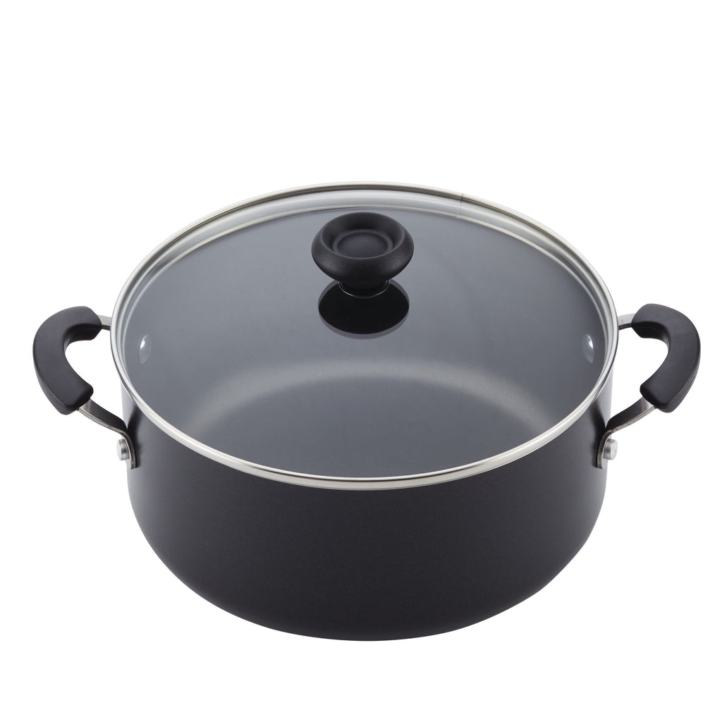 Farberware Easy Clean 12 Pcs Nonstick Cookware Set with Cooking Tools - Dishwasher Safe, Black