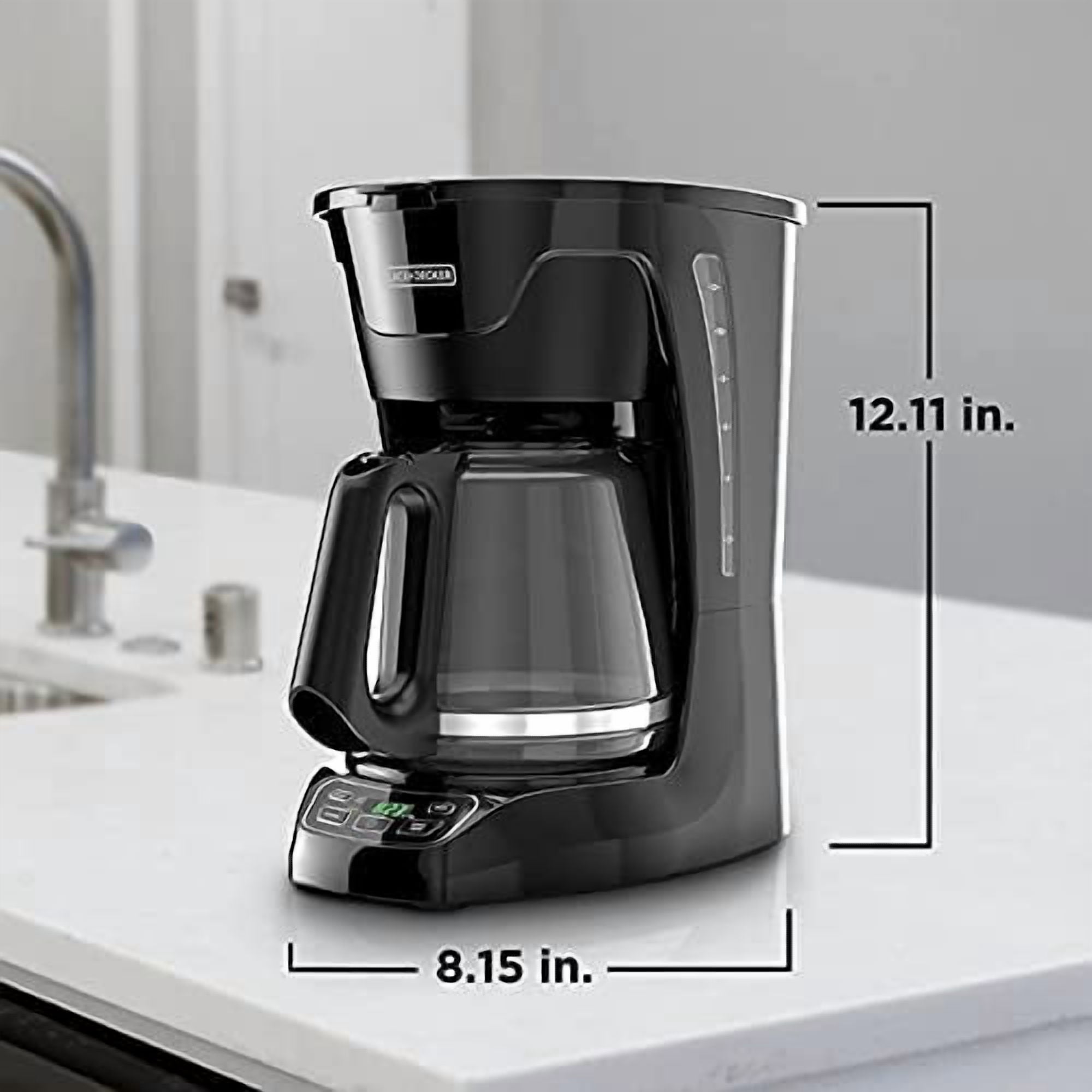 BLACK+DECKER 12-Cup Programmable Coffeemaker with QuickTouch Controls - Glass Carafe, Auto Shut-Off, Black, CM1110B-1