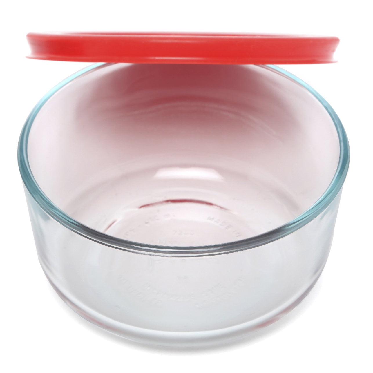 2-Cup Round Glass Food Storage Container - Pyrex with Red Plastic Lid