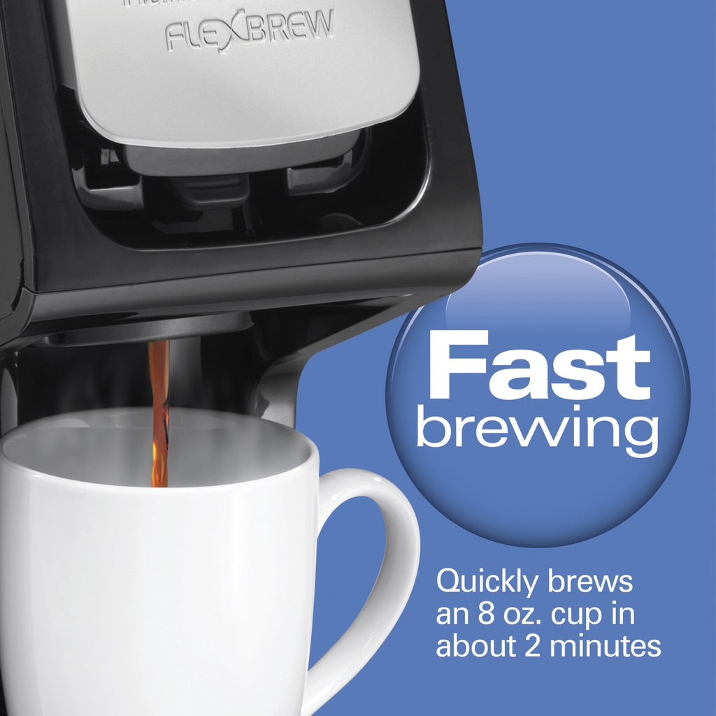 Hamilton Beach FlexBrew Sinlge Serve Coffee Maker - K Cup Pod Compatible & Grounds, 14 oz. Reservoir, Black