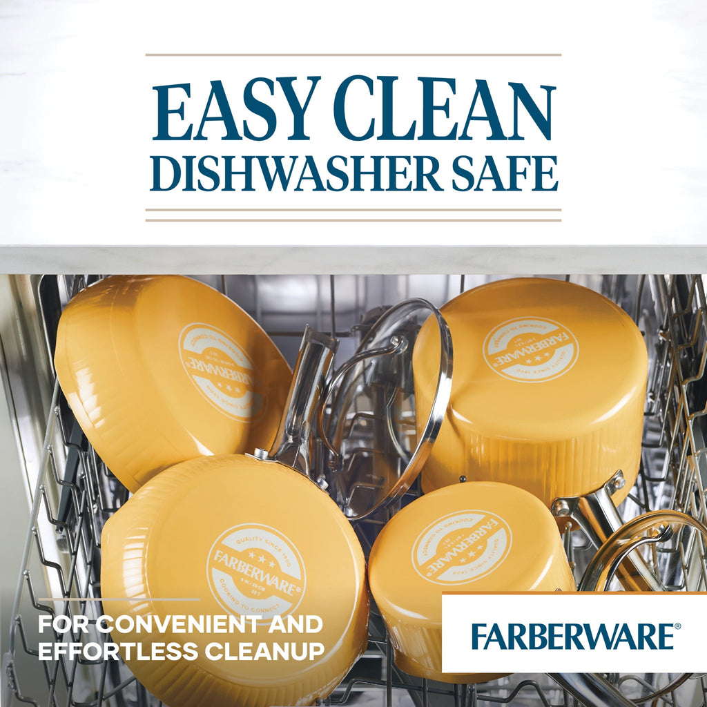 Farberware Style 3 Quart Nonstick Saute Pan with Tempered Glass Lid - Dishwasher Safe and Oven Safe to 500Â°F, Yellow