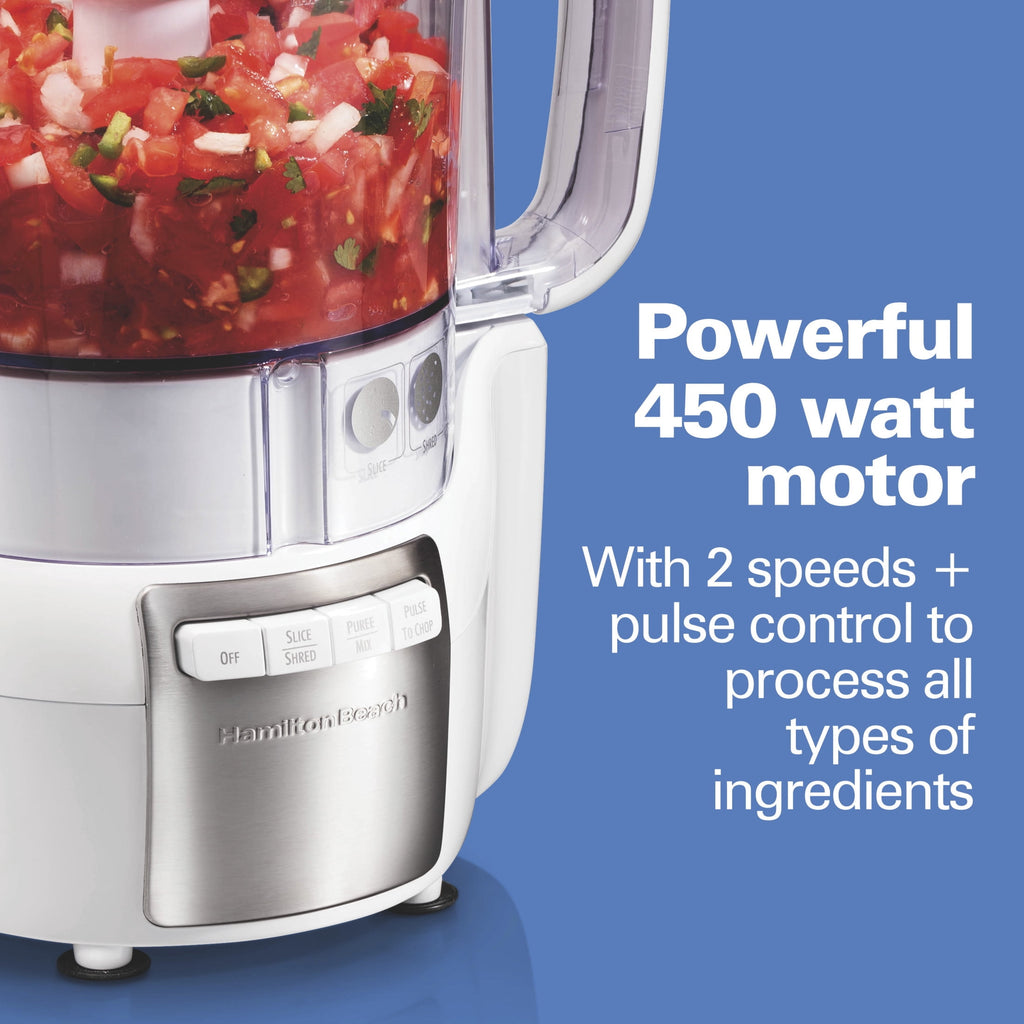 Hamilton Beach 12 Cup Food Processor and Chopper with Stack & Snap Design and Extra Large Chute - White