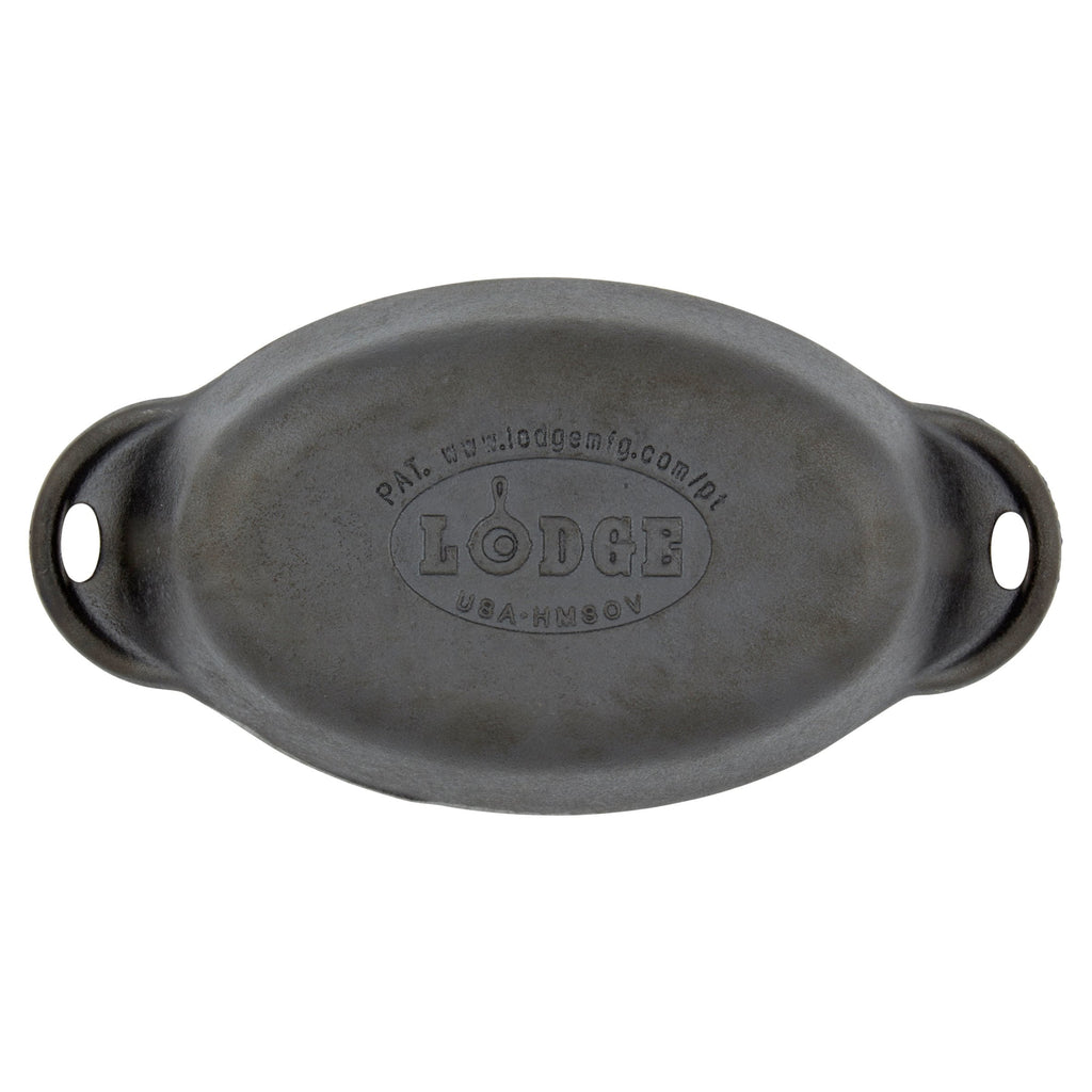 Lodge 9 Ounce Cast Iron Oval Mini Server - HMSOV, Heat Treated & Seasoned