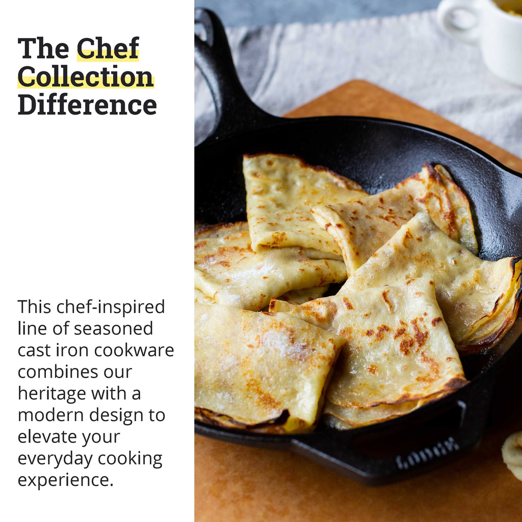 Lodge 10 Inch Cast Iron Skillet - Chef Collection - Pre-Seasoned Cast Iron Pan - Cooking Skillet for Frying - Searing & More - Cast Iron Skillets - Kitchen Essentials