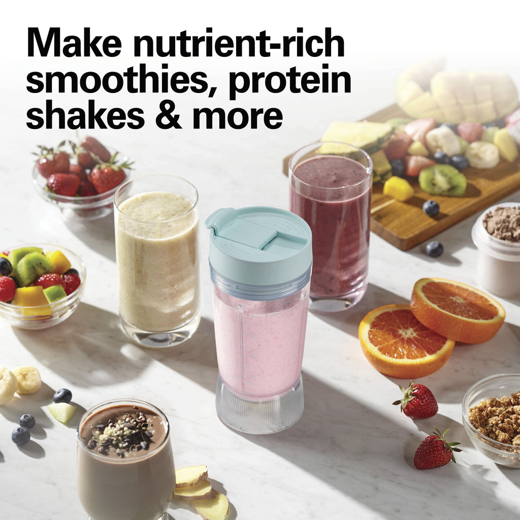 Hamilton Beach Personal Blender - 14 oz BPA-Free Jar 300 W Portable Blender for Shakes and Smoothies with Leakproof Lid, Ice Blue