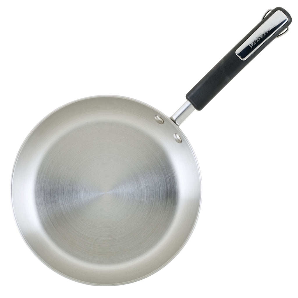 Farberware Brilliance 10 Inch Stainless Steel Frying Pan - Induction Compatible, Metal Utensil and Dishwasher Safe, Stainless Steel