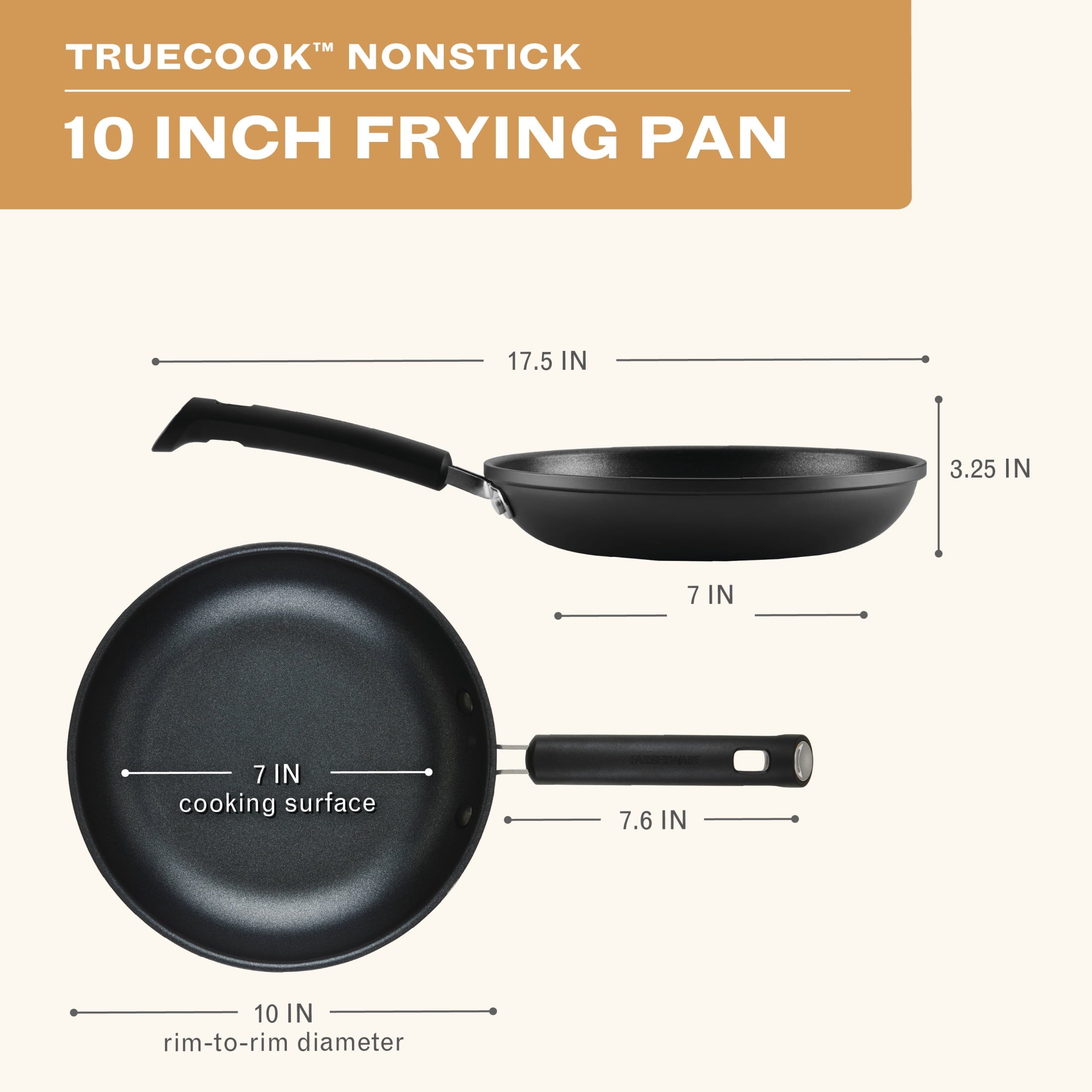 Farberware TrueCook 10" Frying Pan - Dishwasher and Oven Safe, Black