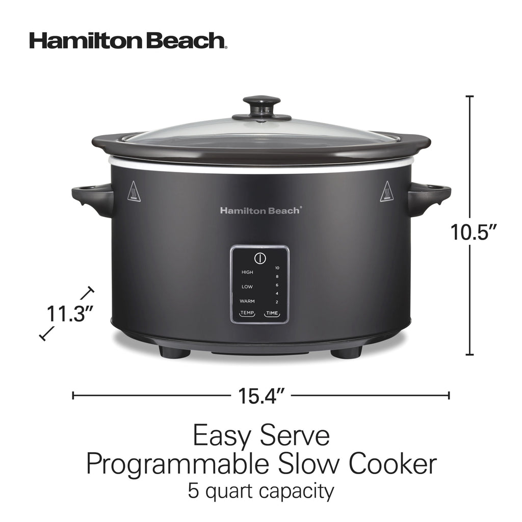 Hamilton Beach 5 Qt Programmable Slow Cooker - Stoneware Crock with Removable Pot, Black