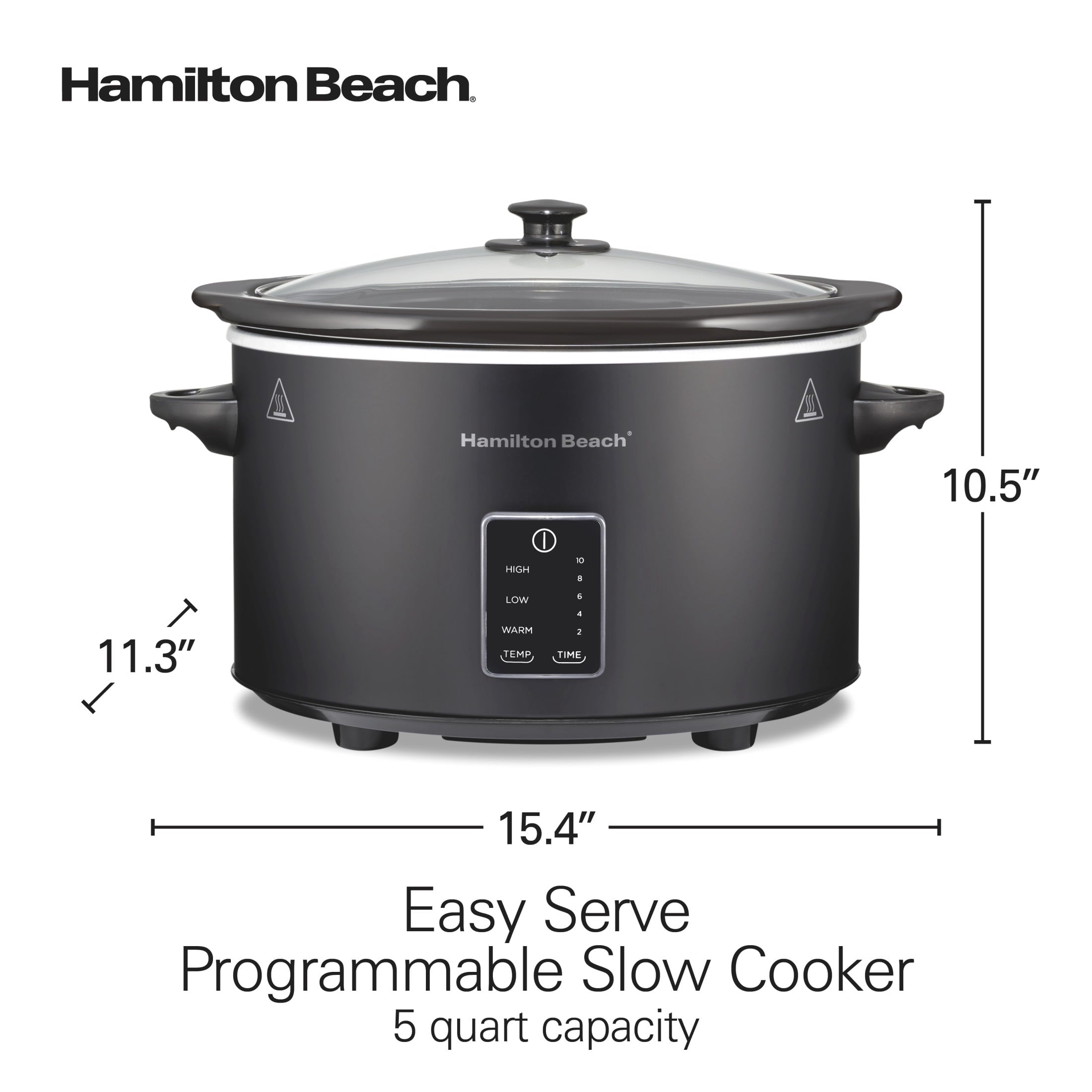 Hamilton Beach 5 Qt Programmable Slow Cooker - Stoneware Crock with Removable Pot, Black