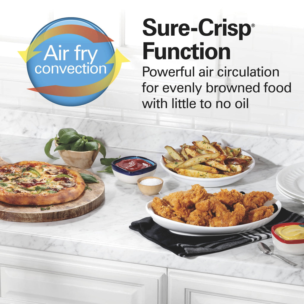 Hamilton Beach Sure-Crisp Air Fryer Toaster Oven with 4 Slice Capacity - Fits 9" Pizza, Black