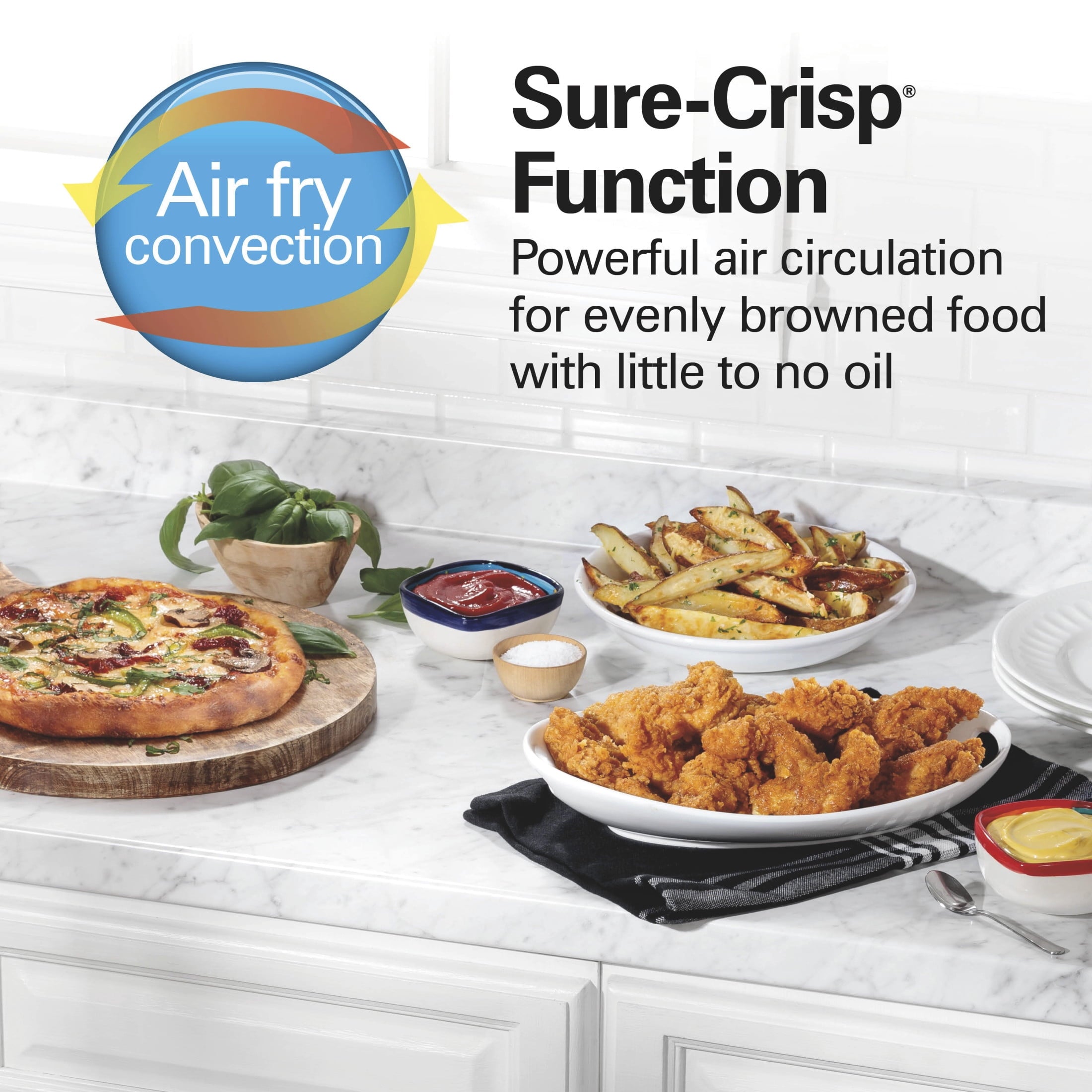 Hamilton Beach Sure-Crisp Air Fryer Toaster Oven with 4 Slice Capacity - Fits 9" Pizza, Black