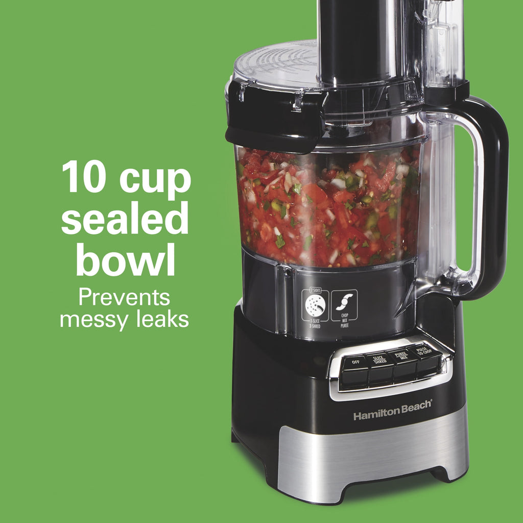 Hamilton Beach 10 Cup Food Processor and Chopper with Stack & Snap Design and Extra Large Chute - Black