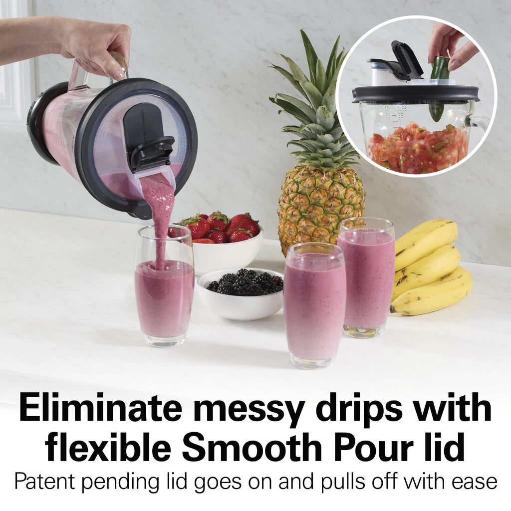 Hamilton Beach PowerBlend Duo Smoothie Blender for Kitchen - 52 oz Glass Jar & 20 oz. Personal Jar for Smoothies and Shakes, Black and Silver